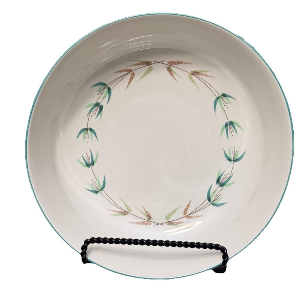 Franciscan Radiance Serving Bowl Large 10" Mid Century Atomic Teal Rim